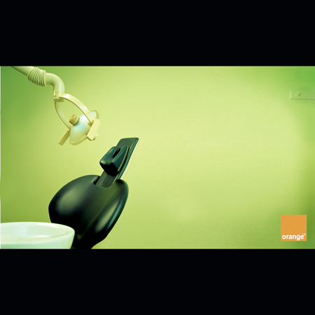 Orange dentist chair